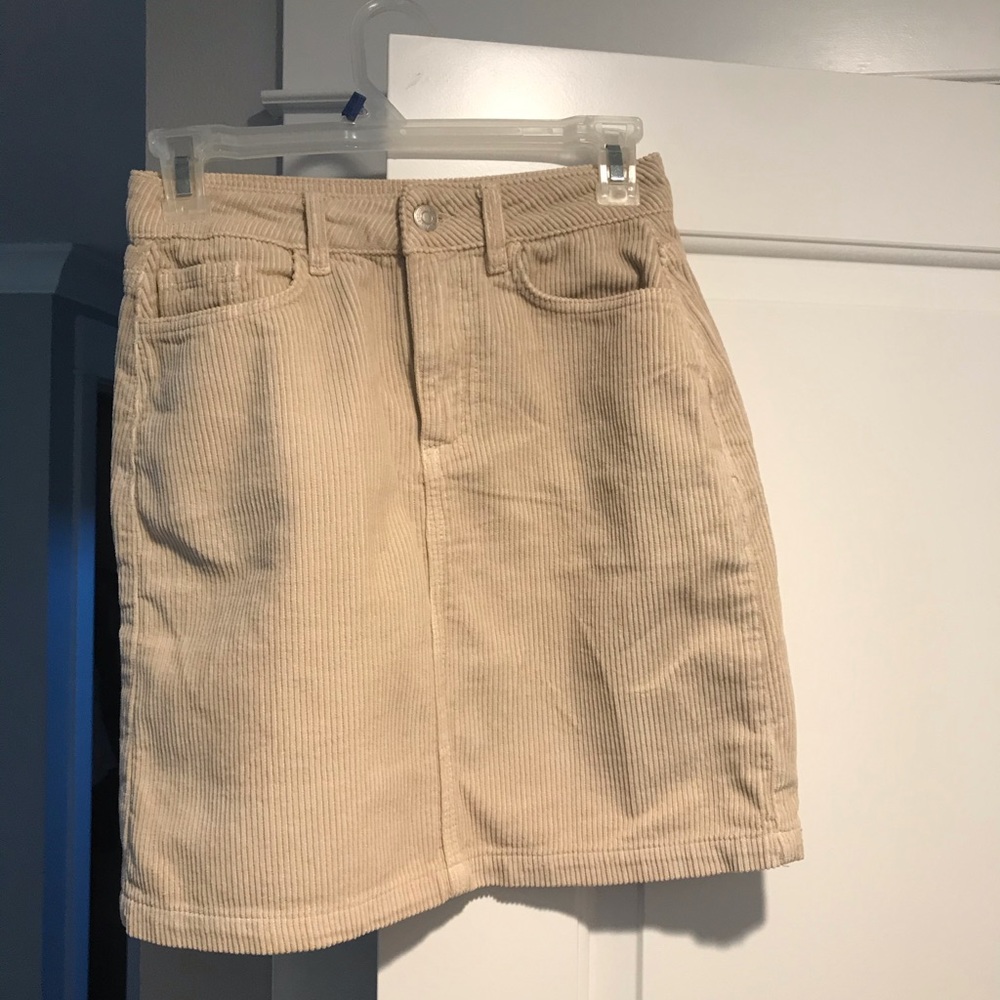 corduroy beige mini skirt